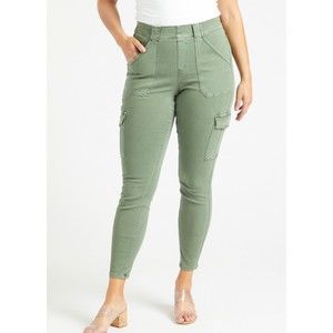 Spanx Pants Womens XL Sage Green Stretch Twill Ankle Cargo Pullon Slimming New